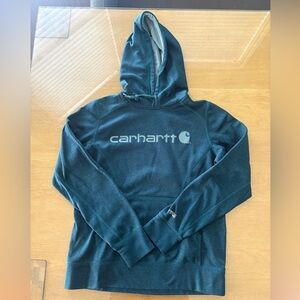 Carhartt Hoodie, Turquoise Force, good used condition, relaxed fit, size small